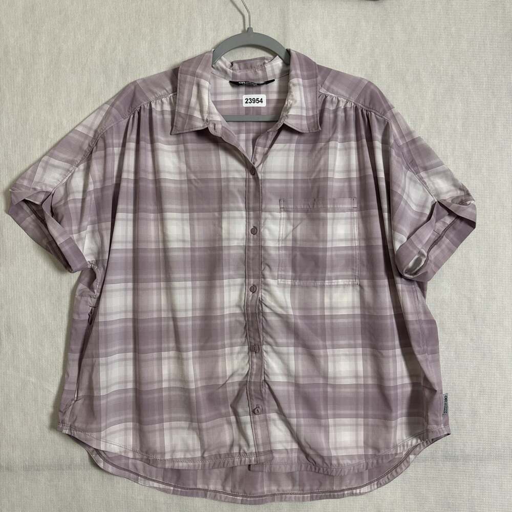 Outdoor Research Women's XL Astroman Short Sleeve Sun Shirt UPF Button Up Plaid